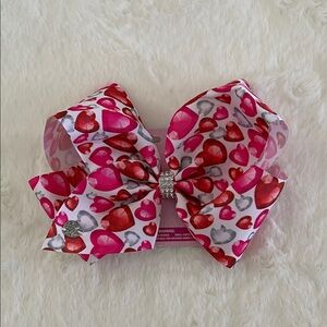 JoJo Siwa Heart Patterned Pink and Red Hair Bow
